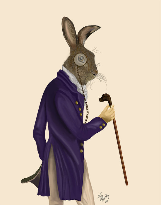 Hare In Purple Coat Art Print, Wall Art