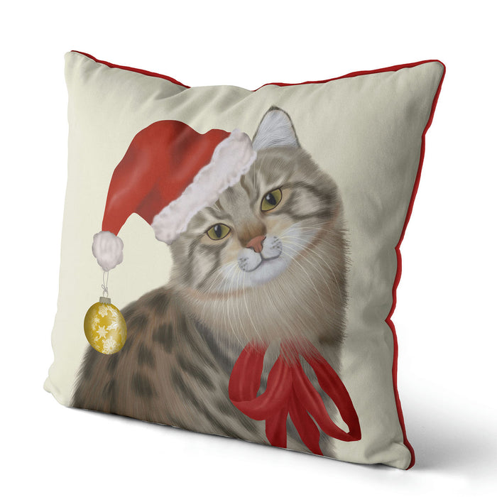 Cute Cat with Christmas Hat, Cushion / Throw Pillow