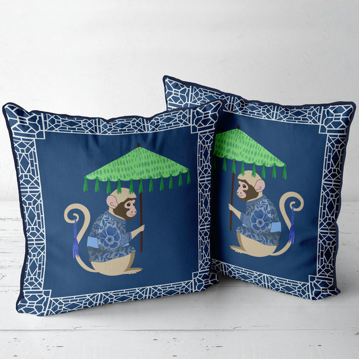 Monkey Parasol 2 Chinoiserie Cushion Collection, Cushion / Throw Pillow