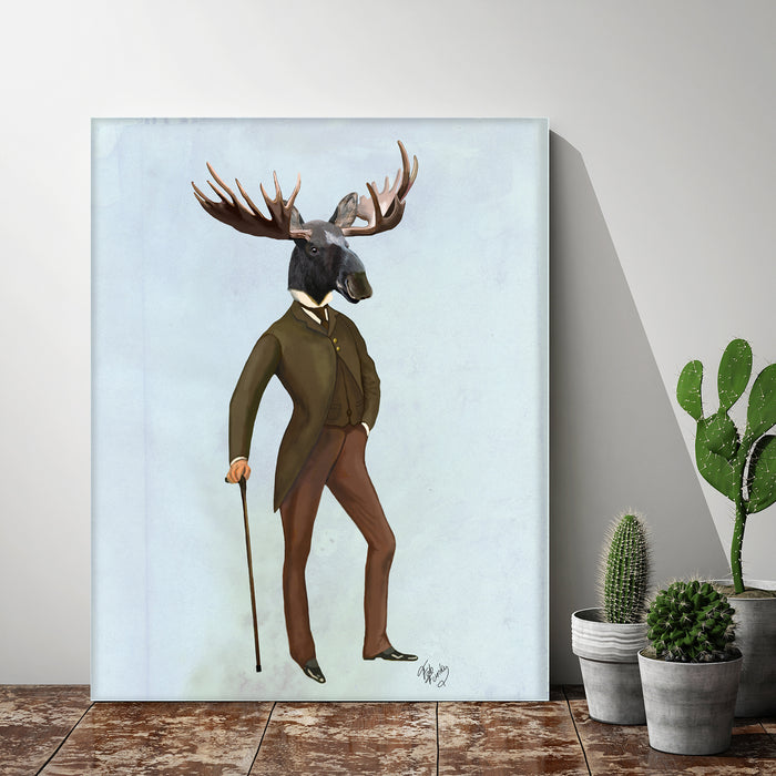 Moose In Suit, Full Art Print, Wall Art