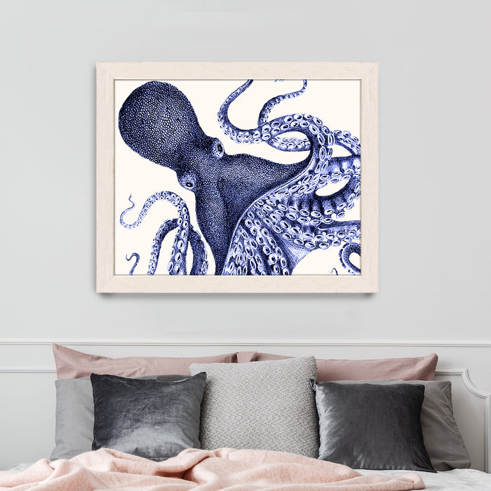 Landscape Blue Octopus, Nautical print, Coastal art