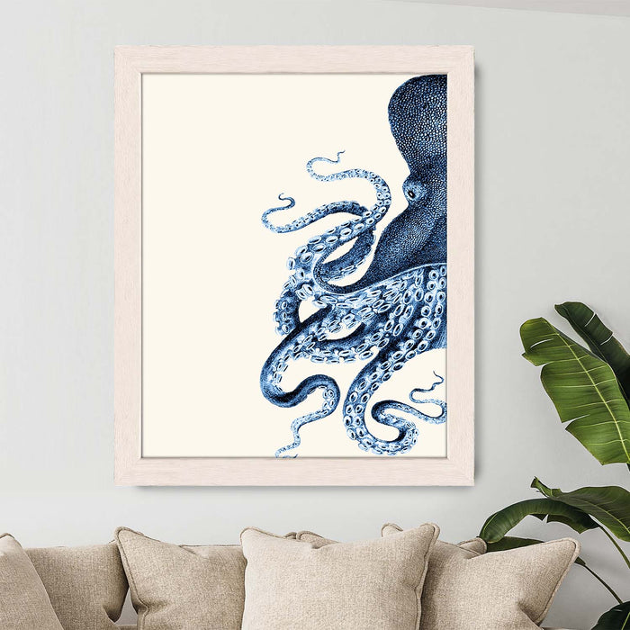 Octopus Half Blue or Green, Nautical print, Coastal art