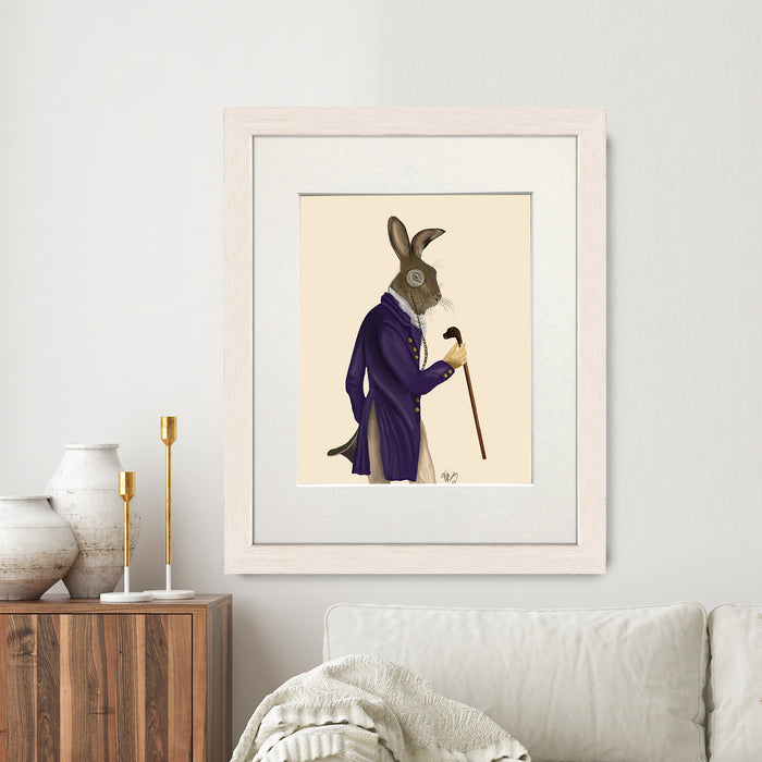 Hare In Purple Coat Art Print, Wall Art