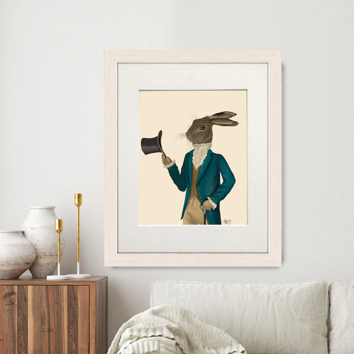 Hare In Turquoise Coat Art Print, Wall Art