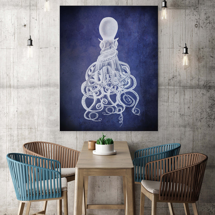 Octopus Twisted, Blue Red or White Nautical print, Coastal art