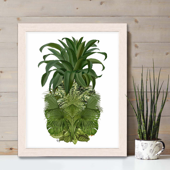 Pineapple, Tropical Palms, Green, Botanical art print, Wall art