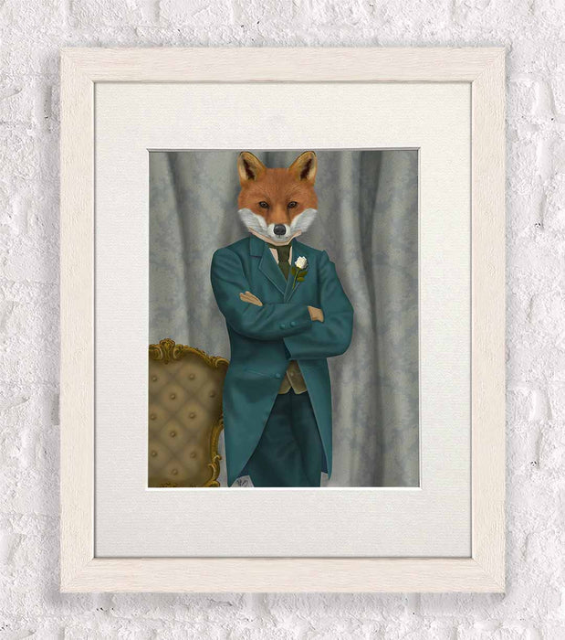 Fox Victorian Gentleman Portrait, Art Print