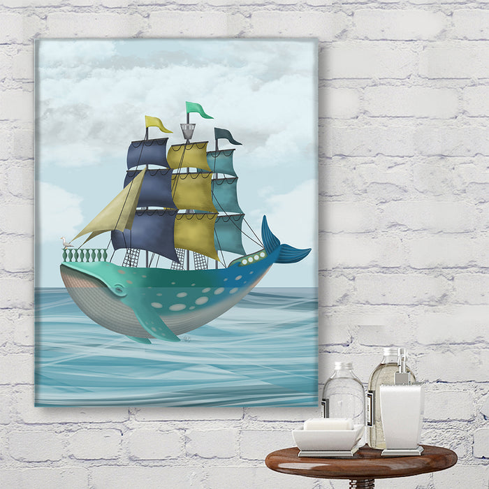 Whale Ship, Nautical print, Coastal art