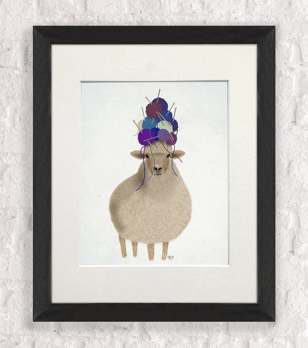 Sheep with Wool Hat, Full, Animal Art Print, Wall Art
