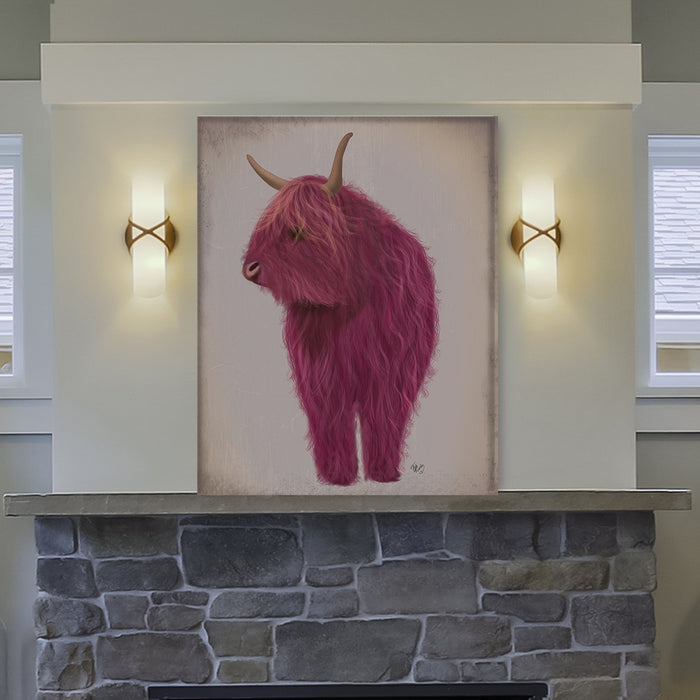 Highland Cow 4, Pink, Full, Animal Art Print