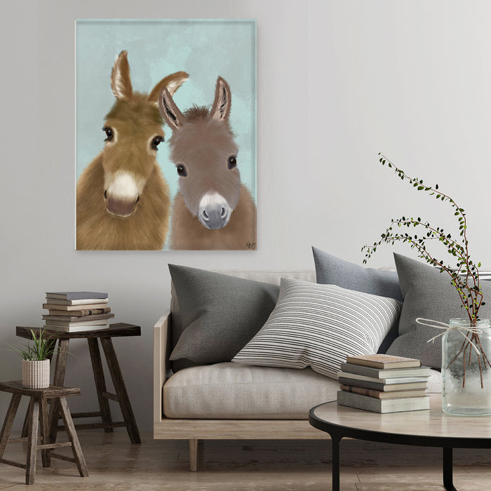 Donkey Duo, Looking at You, Animal Art Print, Wall Art