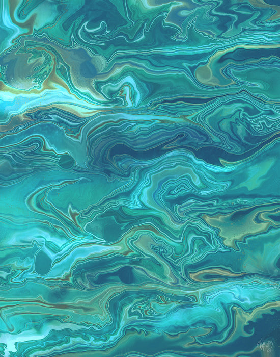 Jade Marble Sea Abstract Ocean, Coastal Print, Canvas Art