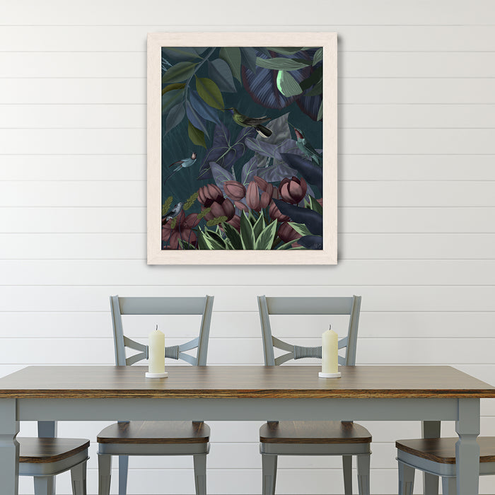 Hummingbird Garden 1, Botanical art print, Wall art