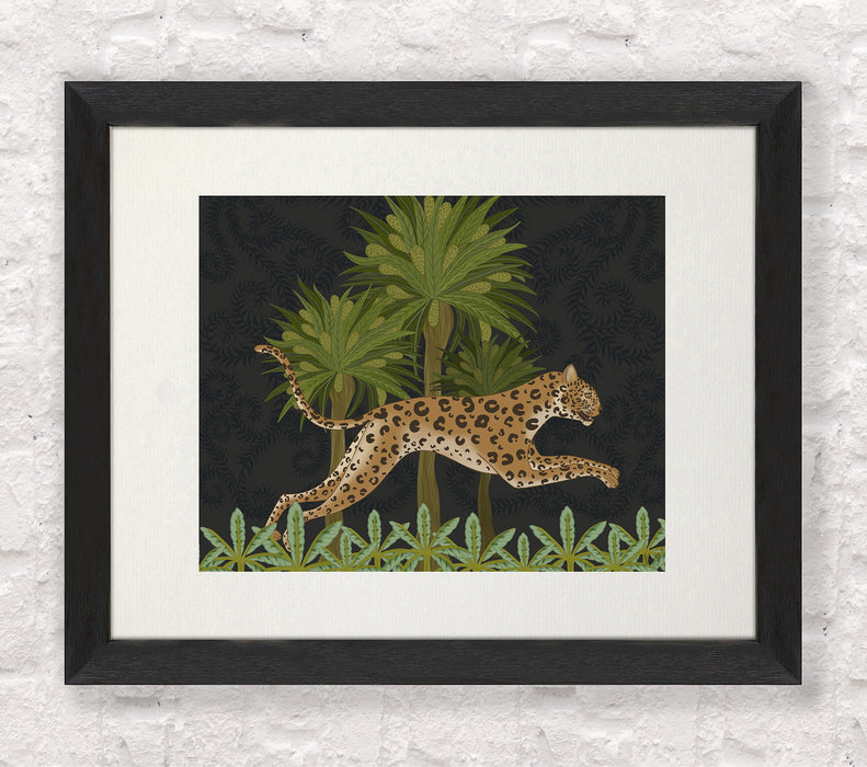 Leaping Leopard, Charcoal, Animalia , Art Print, Wall Art