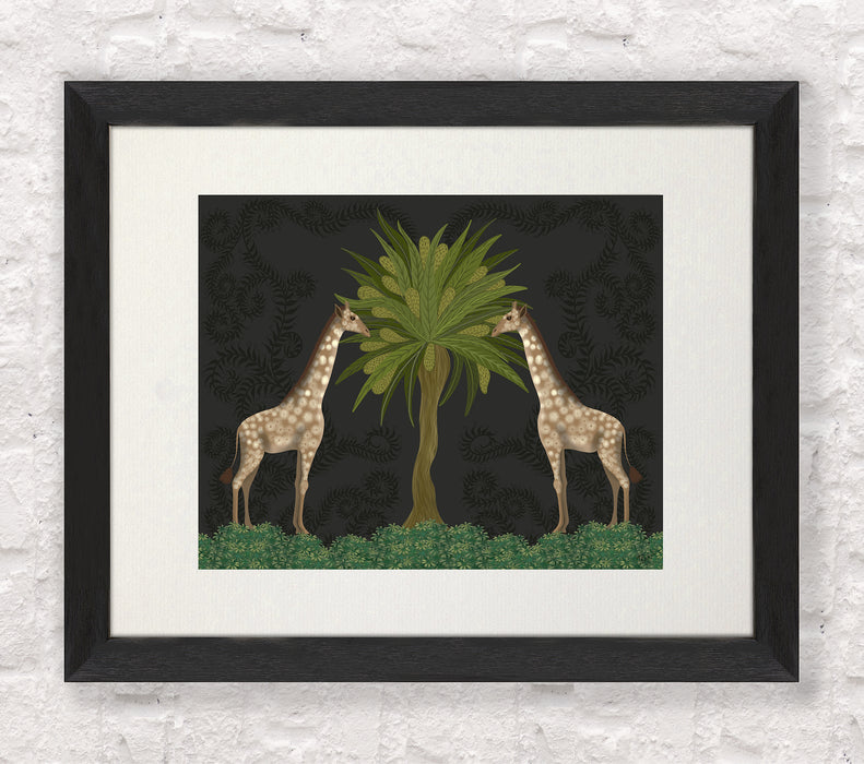 Giraffe Twins, Charcoal, Animalia , Art Print, Wall Art