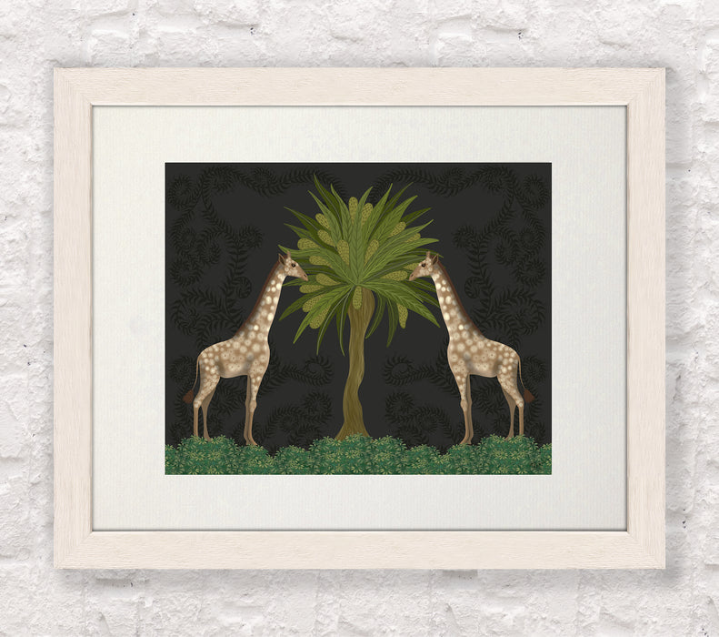 Giraffe Twins, Charcoal, Animalia , Art Print, Wall Art