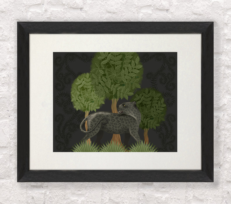 Panther under tree, Charcoal, Animalia , Art Print, Wall Art