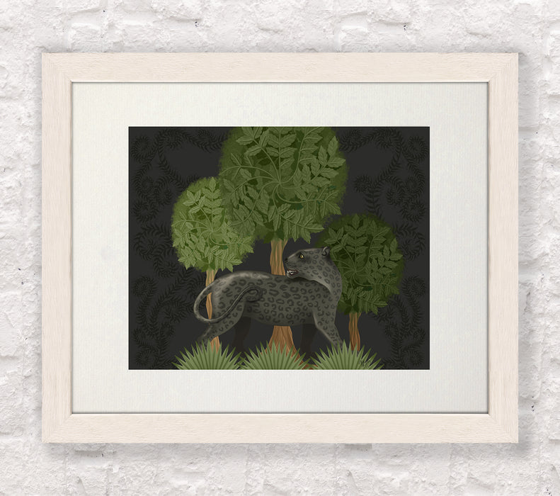 Panther under tree, Charcoal, Animalia , Art Print, Wall Art