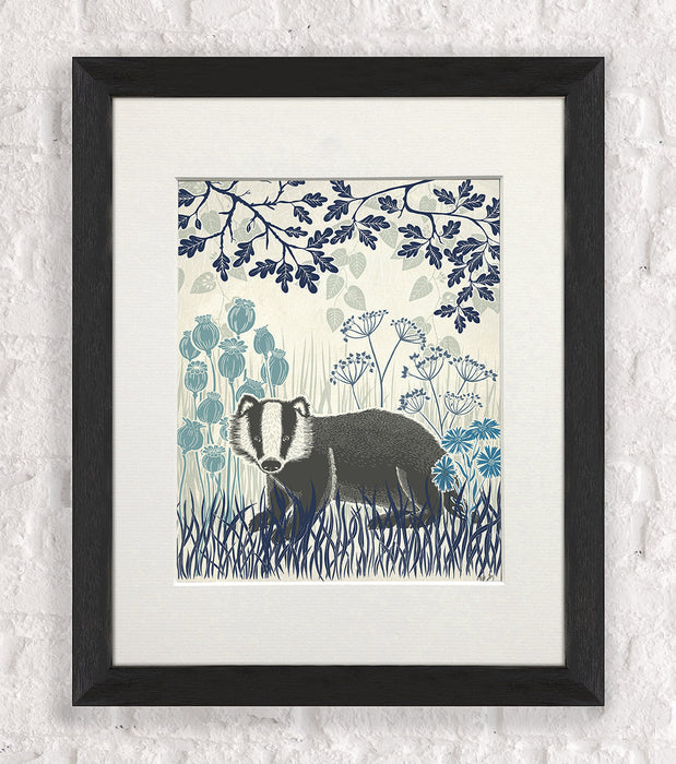 Country Lane Badger 5, Blue, Art Print