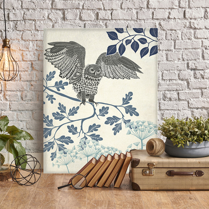 Country Lane Owl 5, Blue, Art Print