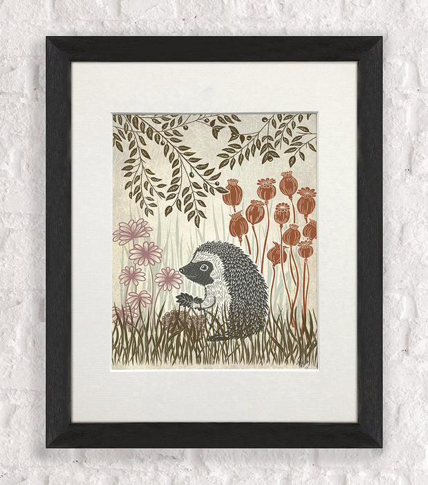 Country Lane Hedgehog, Earth, Art Print