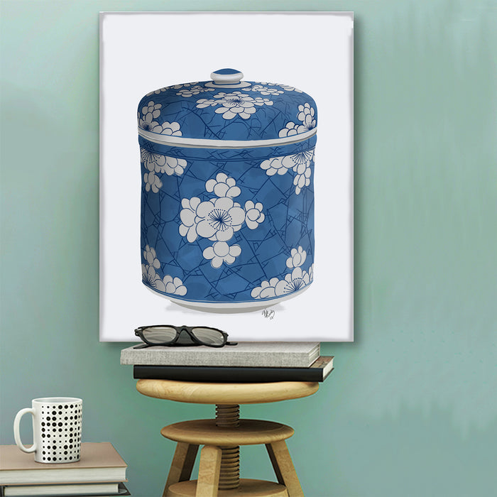 Chinoiserie Cherry Blossom Pot, Blue, Art Print