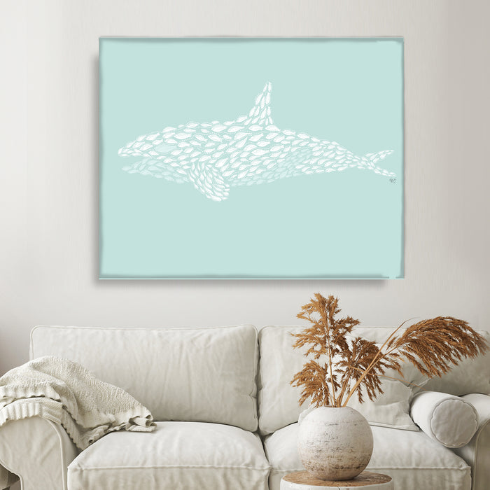 Little Fishes Orca Whale Nautical print, Coastal art