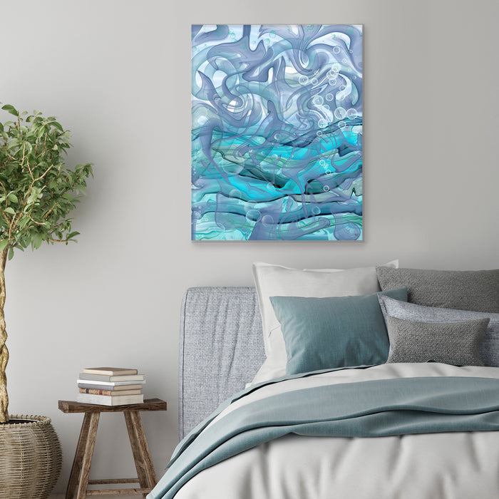Sea Swell Fathoms Abstract Blue Ocean Coastal Print Canvas Art