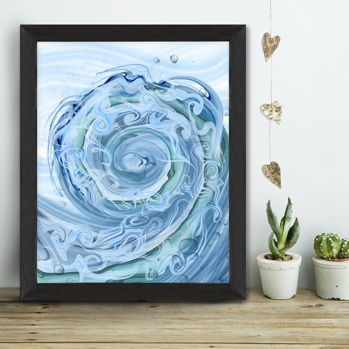 Sea Swell Wave Abstract Blue Ocean Coastal Print Canvas Art