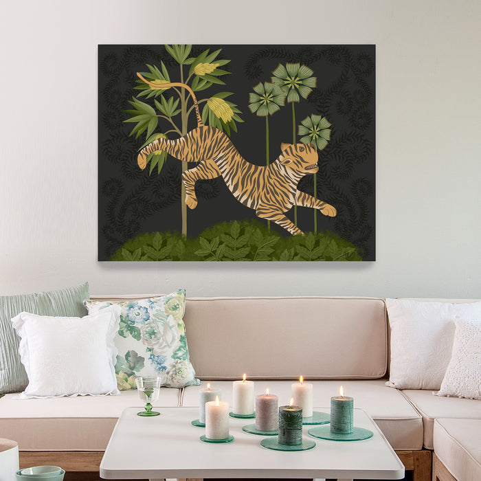 Leaping Tiger, Charcoal, Animalia , Art Print, Wall Art