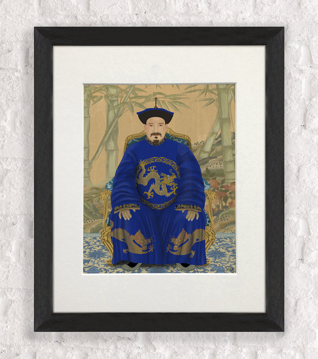 Emperor 2 Blue in Garden, Art Print, Wall Art