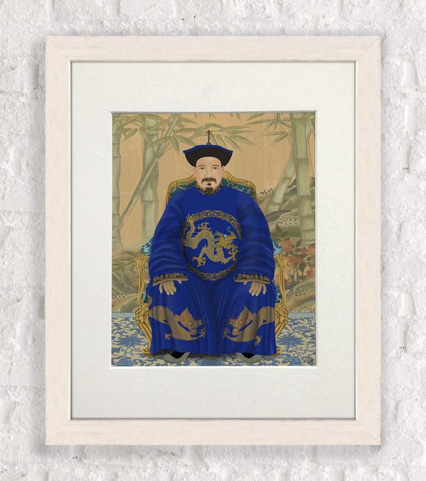 Emperor 2 Blue in Garden, Art Print, Wall Art