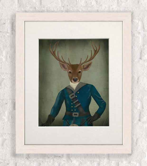 Scottish Deer Laird Tam OShunter, Portrait, Art Print, Canvas, Wall Art