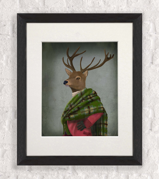 Scottish Deer Sir Shuggy Campbell, Portrait, Art Print, Canvas, Wall Art