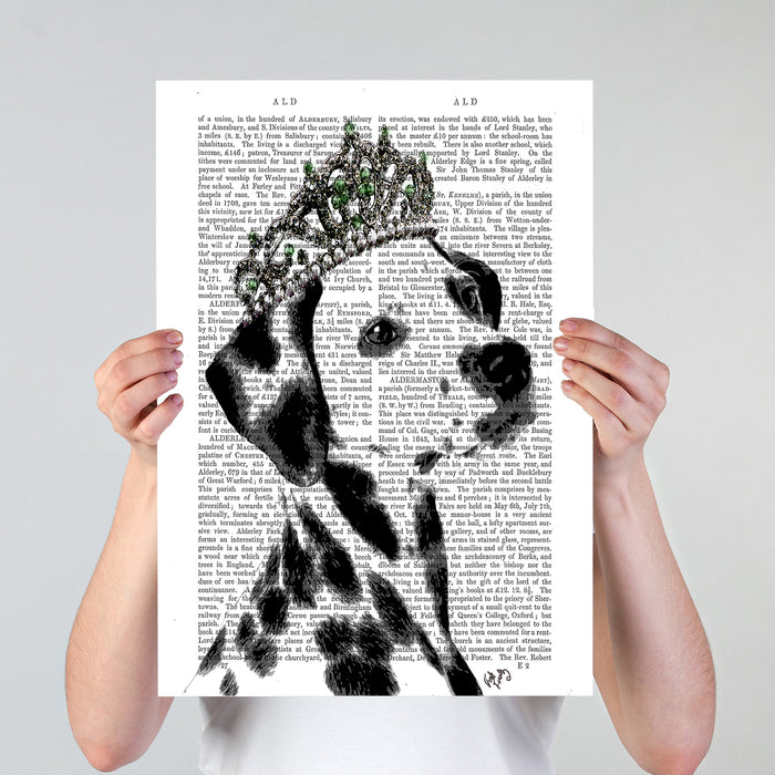 Dalmatian in Tiara Dog Book Print, Art Print, Wall Art