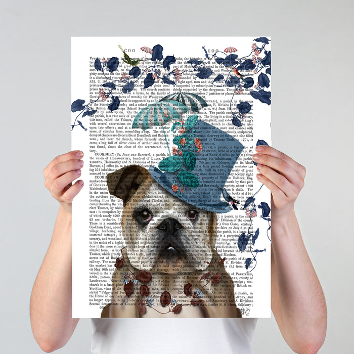 English Bulldog Milliners Dog Book Print, Art Print, Wall Art