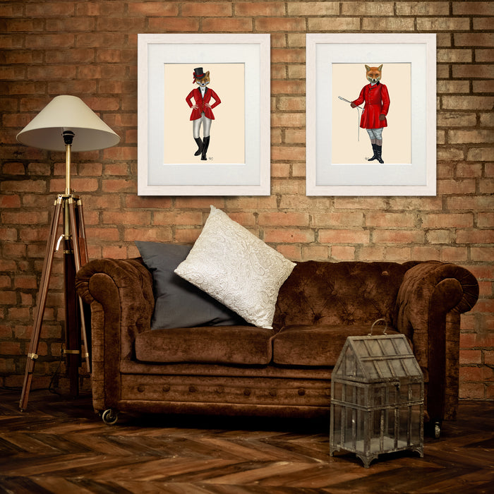 Collection - 2 prints, Fox Hunting Equestrian Couple Art Print, Canvas Wall Art