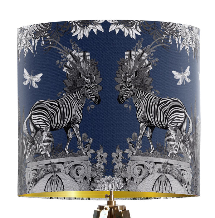 Livoris Feritas Zebra, Blue,  Gold lined Lampshade