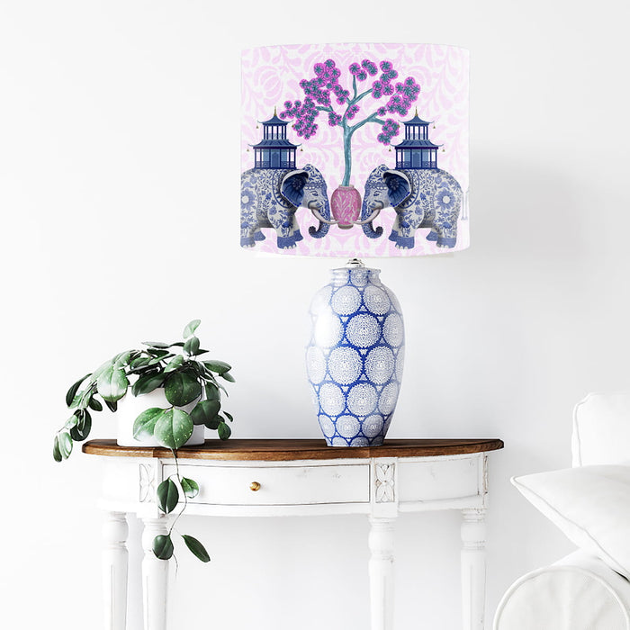 Chinoiserie Elephants and Cherry Blossom, Lampshade