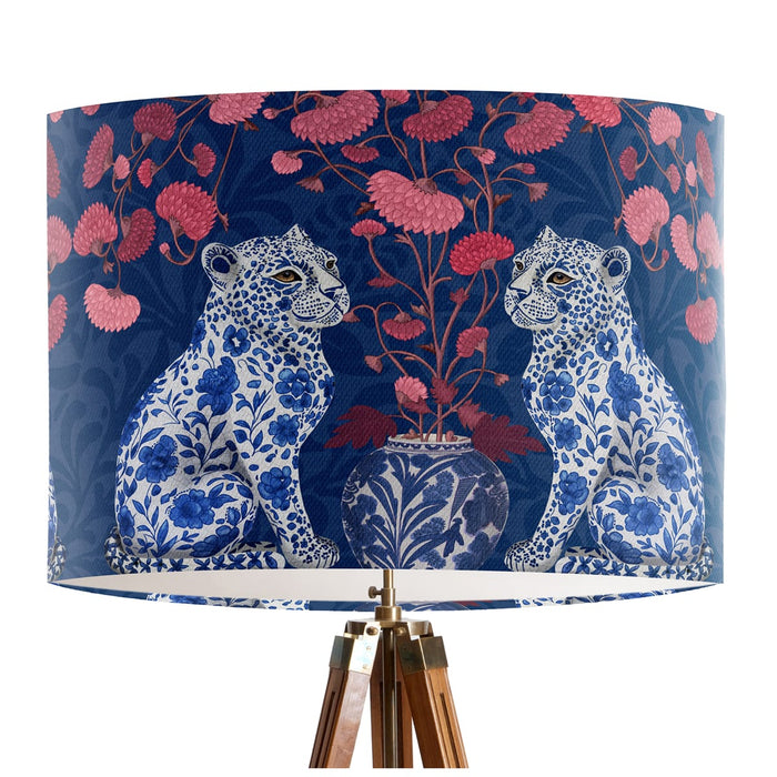 Chinoiserie Leopard Twins on Blue, Lampshade