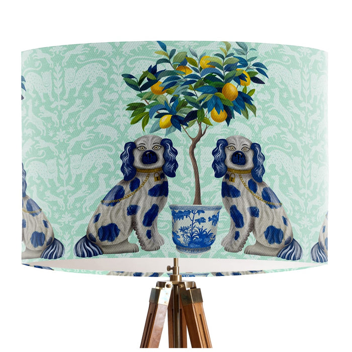 Staffordshire Dog Twins And Lemon Tree, Chinoiserie Lampshade