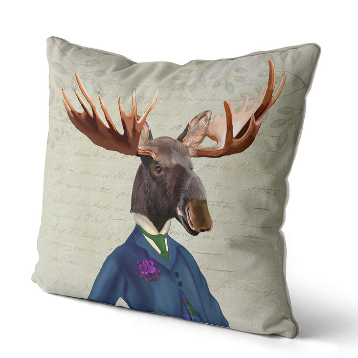 Moose In Suit, Portrait, Cushion / Throw Pillow