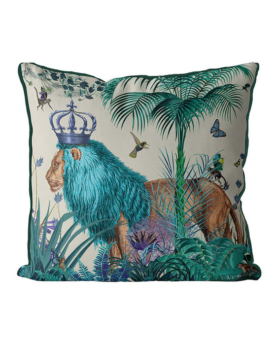 Blue Lion in Tropical Jungle, Cushion / Throw Pillow