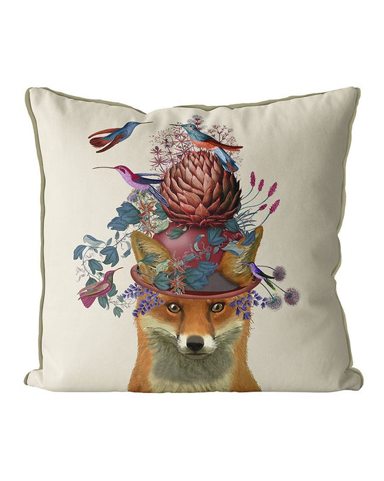 Fox Birdkeeper with Artichoke, Cushion / Throw Pillow