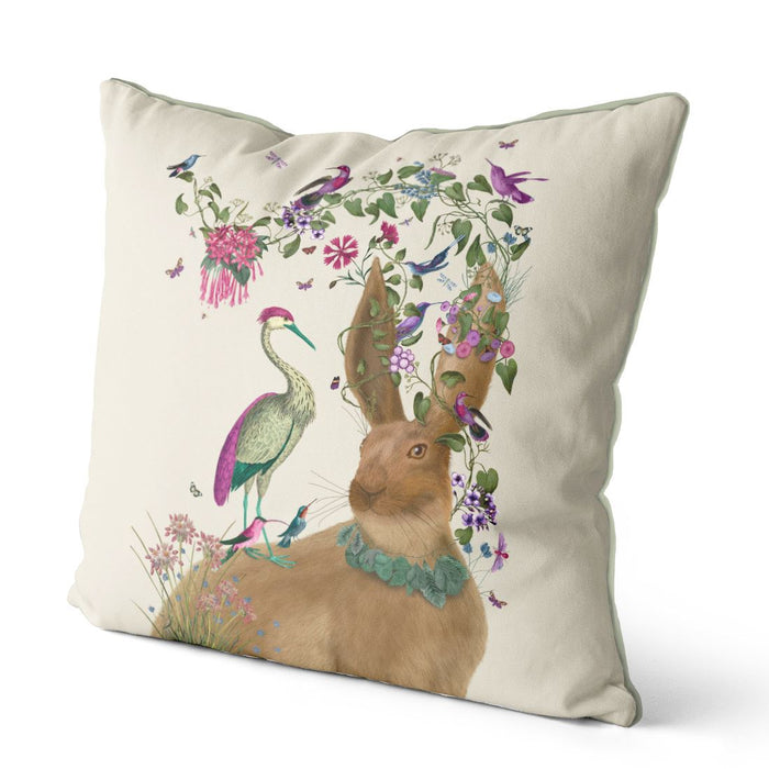 Hare Birdkeeper and Heron, Cushion / Throw Pillow