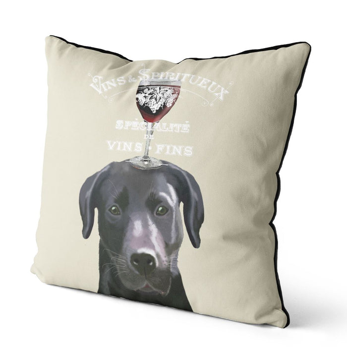 Dog Au Vin, Black Labrador, Cushion / Throw Pillow