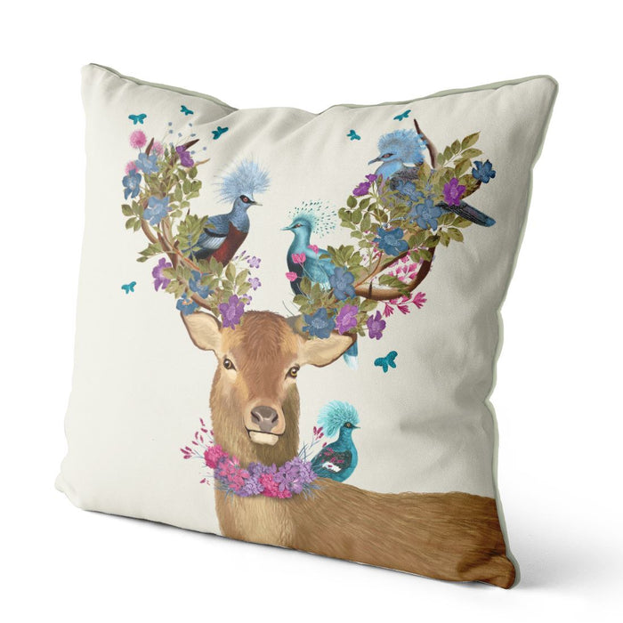 Deer Birdkeeper, Blue Pigeons, Cushion / Throw Pillow