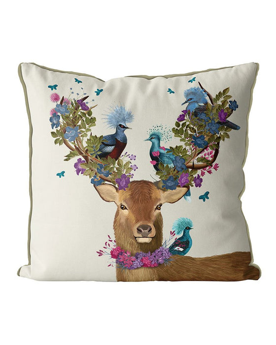 Deer Birdkeeper, Blue Pigeons, Cushion / Throw Pillow