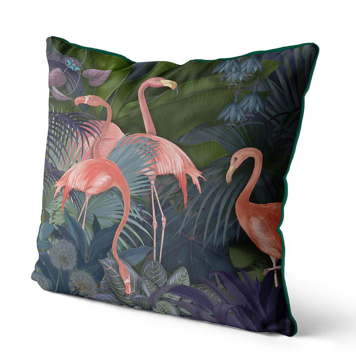 Flamingos in Blue Garden, Cushion / Throw Pillow