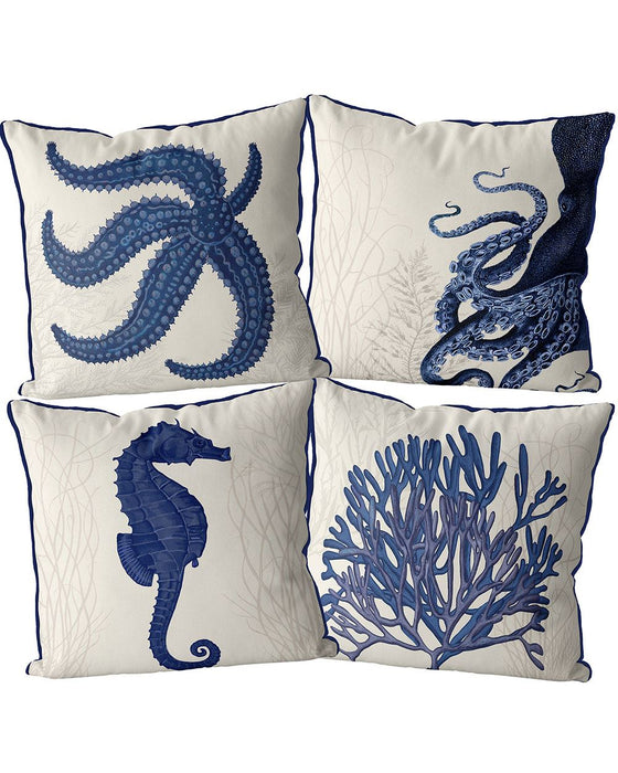 4 cushion collection - Blue With Seaweed, Cushion / Throw Pillow